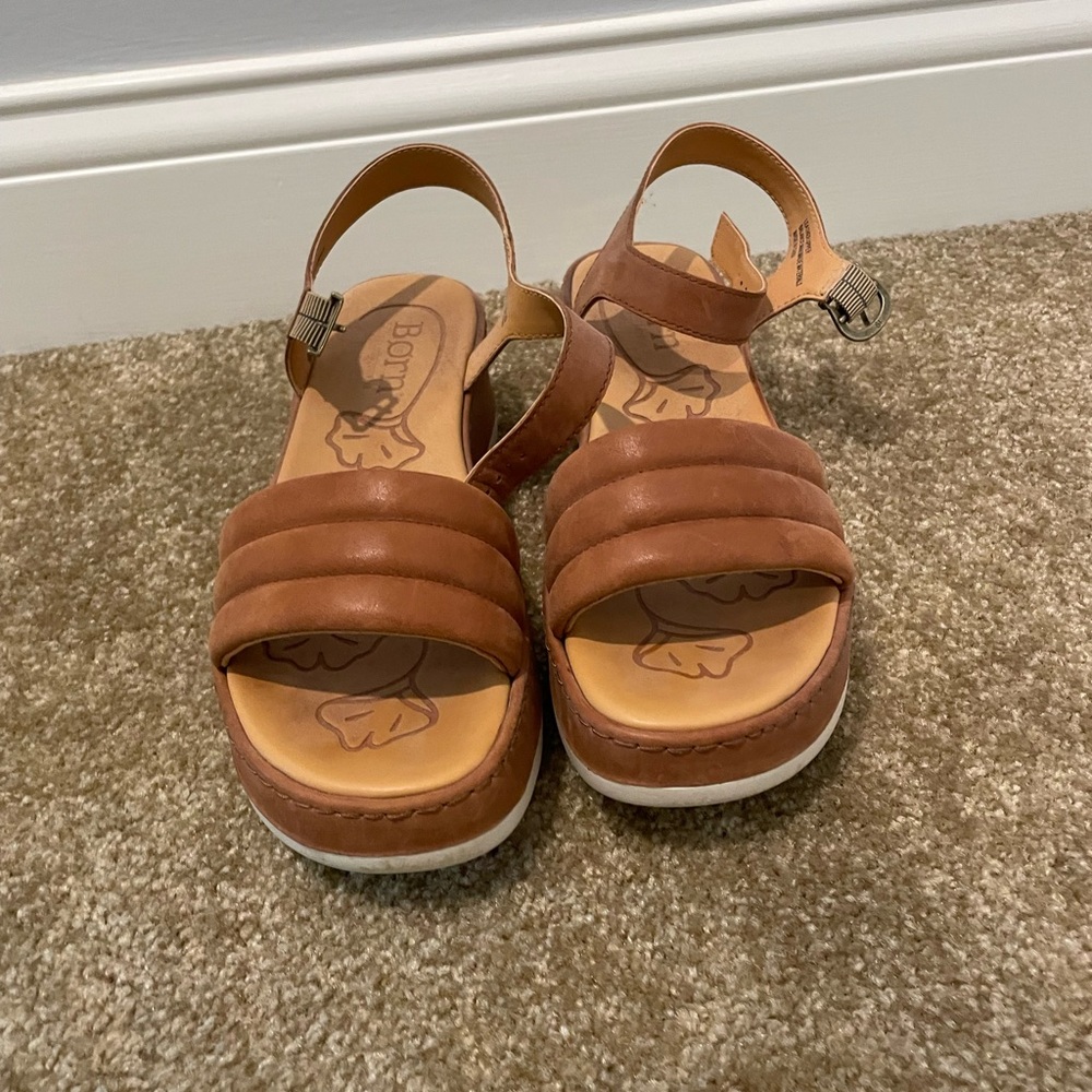 Born Women's Faro Leather Ankle Strap Platform Sandals Women's Size 11 Tan - Picture 3 of 6